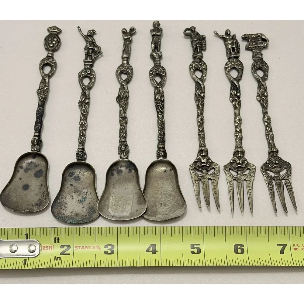 Antique Rossi Italy Flatware Silver Plated Brass Baroque Demitasse VTG Rococo